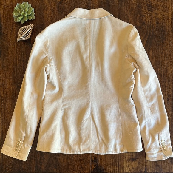 Talbots | Beige/Cream Linen Blend “Kate Fit” Button Front Blazer, Size 10 - Picture 2 of 10